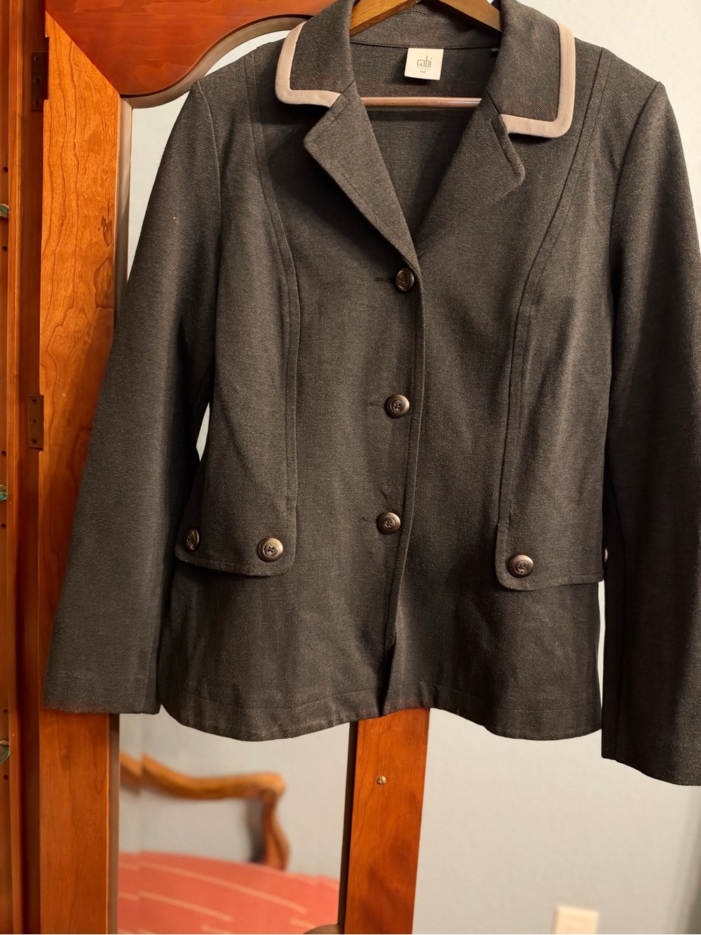 CAbi Black Jacket with Light Trim